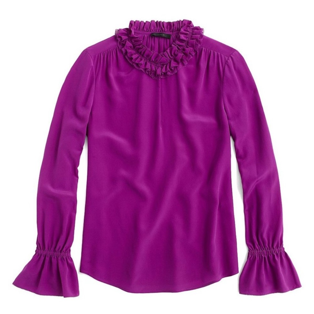 J. Crew Pink Ruffled Bell Sleeve Blouse